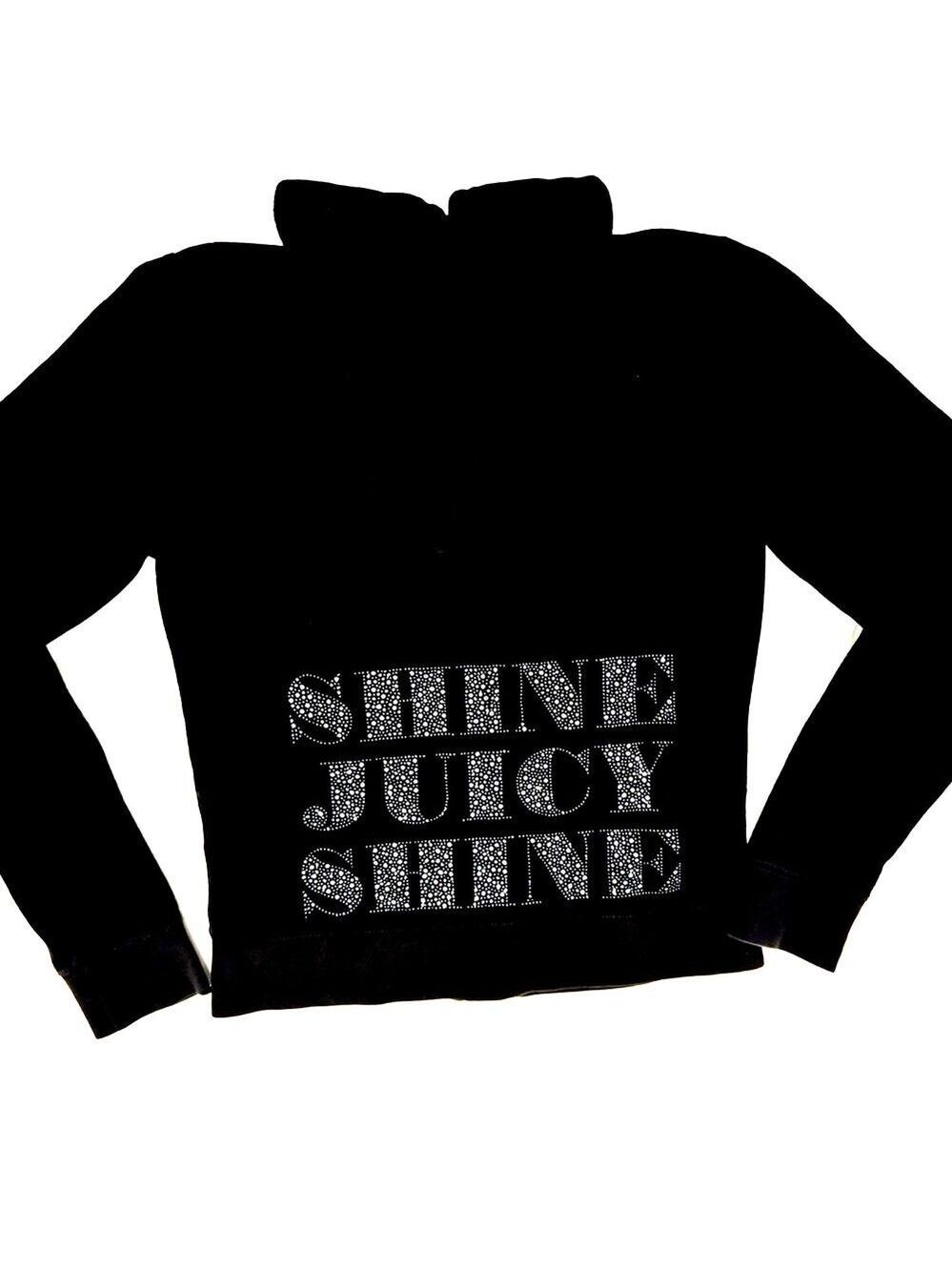 RARE Juicy Couture Black Velour Zip-Up Hoodie “shine juicy shine”size large